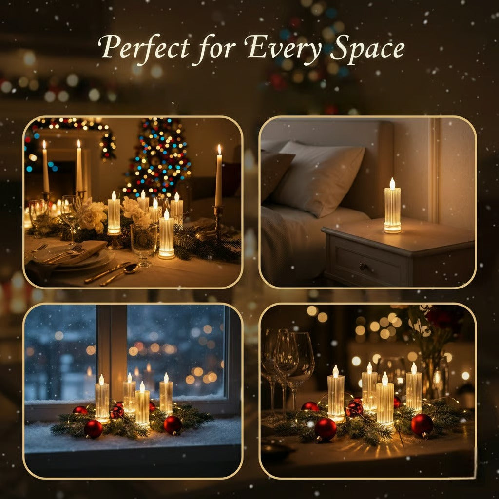 🕯️LED Crystal Candle Lights（4pcs in 1 set）🎄Transform your home into a cozy Christmas holiday wonderland✨