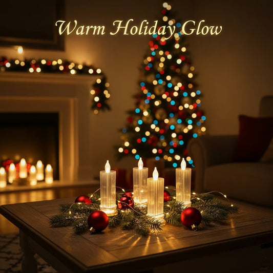 🕯️LED Crystal Candle Lights（4pcs in 1 set）🎄Transform your home into a cozy Christmas holiday wonderland✨