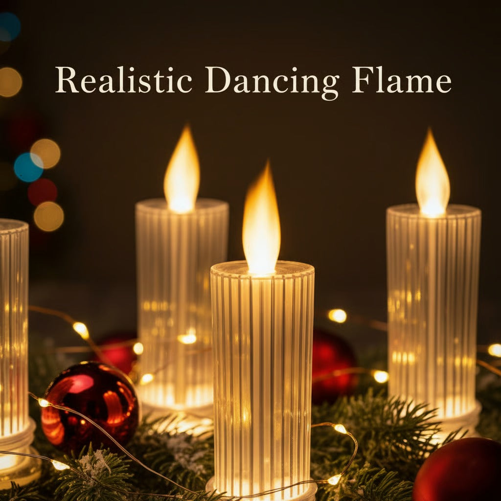 🕯️LED Crystal Candle Lights（4pcs in 1 set）🎄Transform your home into a cozy Christmas holiday wonderland✨