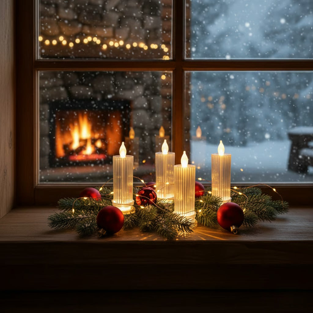 🕯️LED Crystal Candle Lights（4pcs in 1 set）🎄Transform your home into a cozy Christmas holiday wonderland✨